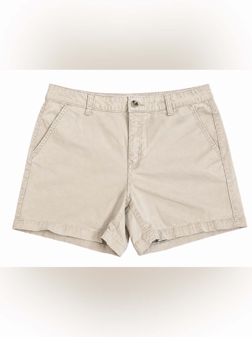 a.n.a Women’s Khaki Flat Front Chino Shorts w/ pockets Size 12